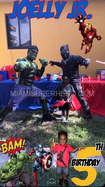 hulk and black panther character kids party