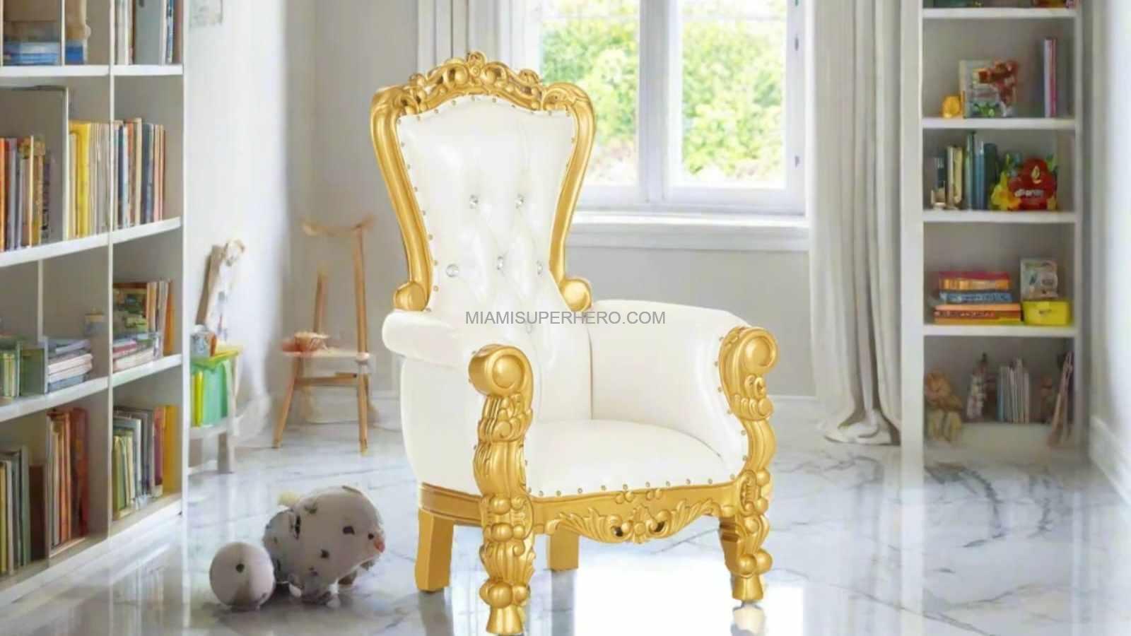 Luxury baby throne rental setup for toddler birthday party