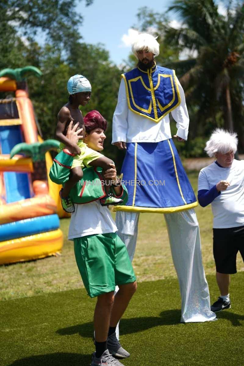 Hunter x Hunter characters next to a bounce house