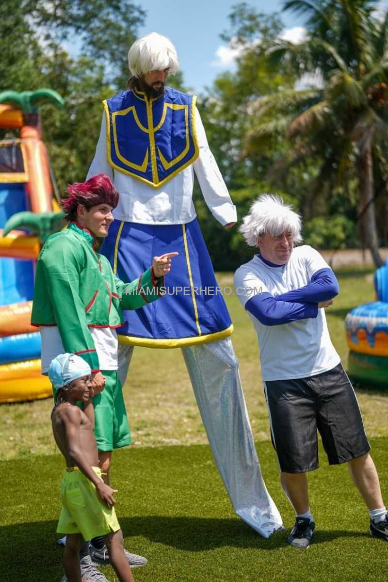 Gon, Killua and Kurapika party characters at a kids birthday